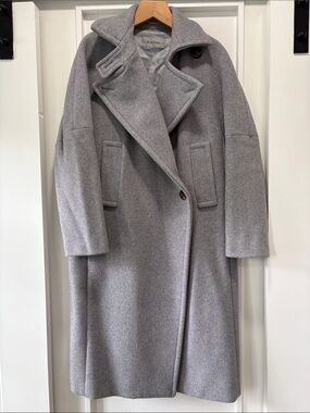 SPORTMAX MaxMara Gray Cashmere Wool Oversized Long Cocoon Coat Size 4 US